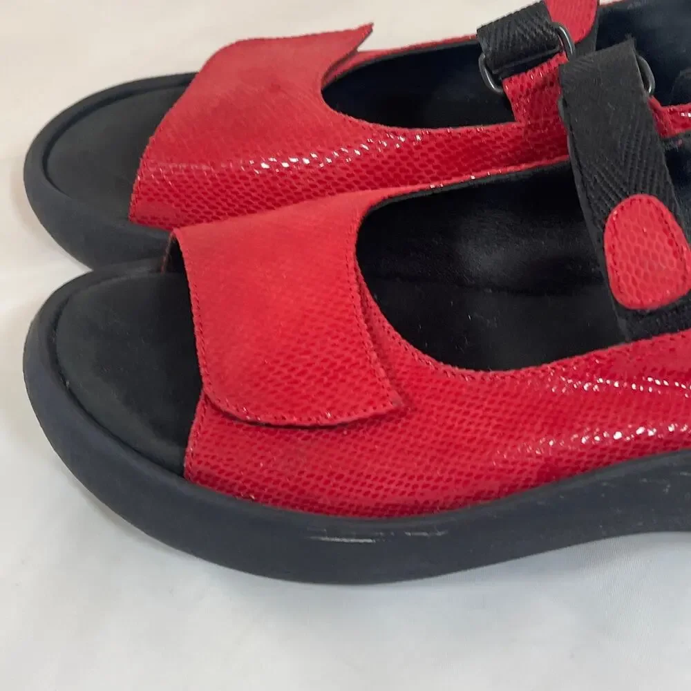 Wolky Red Jewel Slingback Sport Walking Sandals Women's size12 EU 43 Hook & Loop